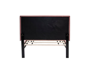 English Elm Twin Brushed Linen Bed with Adjustable Channel Tufted Headboard, 3" Lift, 12-Slat Support for Luxe Comfort Pink 45 L x 30 W x 5 H B089P240522