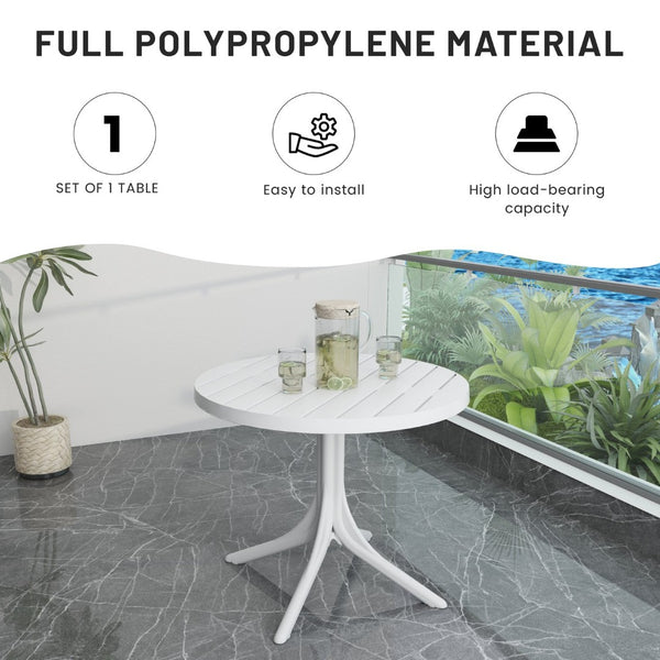English Elm Summer 5 Piece Stackable Polypropylene Outdoor Dining Set with Round Table for Patios Light Blue,White W3450S00022