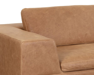 Sunpan IRA Sofa - Luxurious Camel Leather with Gold Base, Modern Design & Ultimate Comfort for Living Spaces 111478
