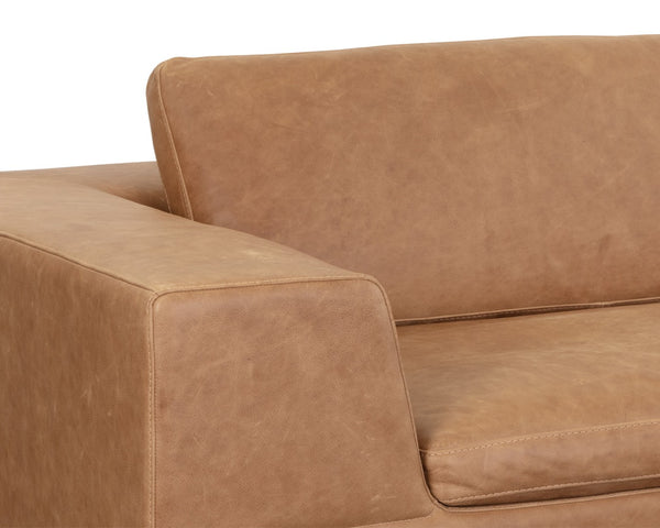 Sunpan IRA Sofa - Luxurious Camel Leather with Gold Base, Modern Design & Ultimate Comfort for Living Spaces 111478