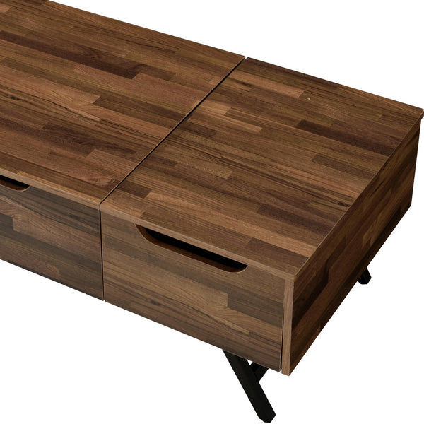 English Elm Walnut Lift-Top Coffee Table with Hidden Storage and Single Drawer — Modern Walnut Finish, 48" Wide B062P209120