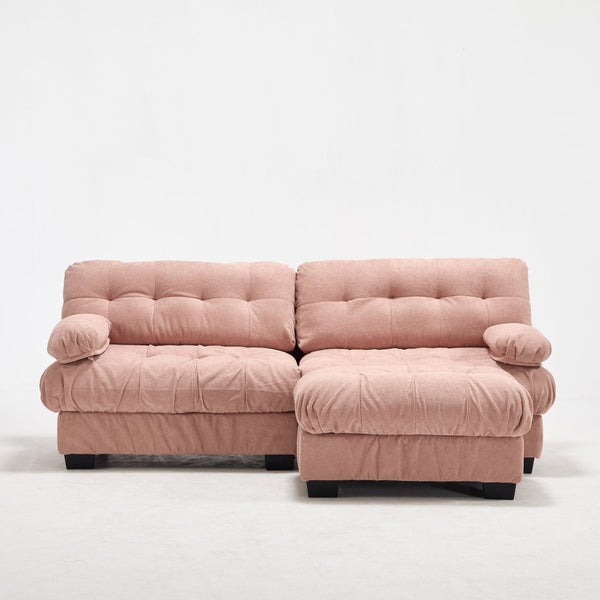 English Elm Modular Cloud Sectional with Ottoman Deep Seat Flannelette Sofa for Living Room Pink W2120S00024