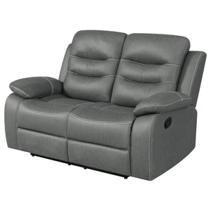 English Elm Kenneth Dark Grey Reclining Loveseat with Tufted Upholstery, Pillowtop Arms & Contrast Stitching B062P353278