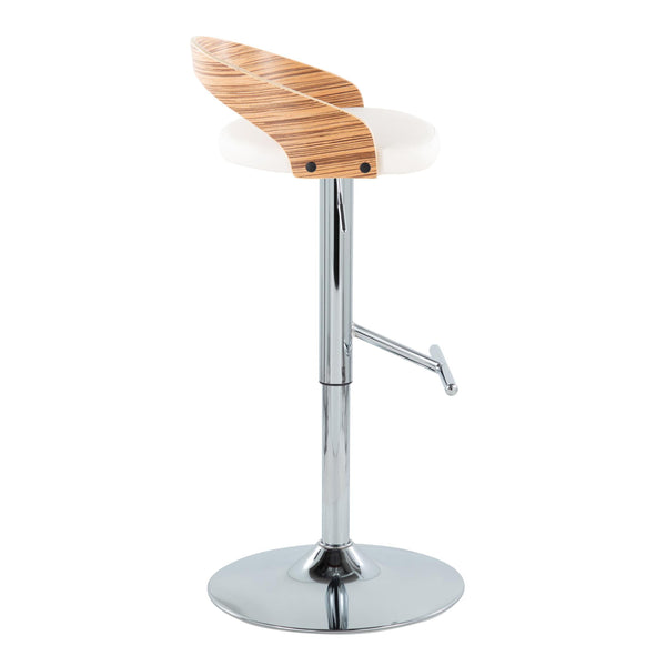 English Elm Grotto Mid-Century Adjustable Swivel Barstool Set of 2 — White Faux Leather, Chrome Base, T-Footrest, Adjustable Height B202S00929