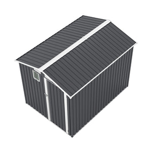 English Elm 6x8ft Outdoor Steel Storage Shed Lockable Vented Galvanized Metal Garden Backyard Tool Unit Dark Gray W1598P361333