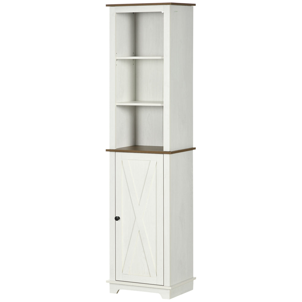English Elm Kleankin Slim Freestanding Bathroom Storage Cabinet With Triple Shelves, Adjustable Linen Tower, White W2225P217009