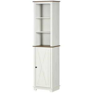 English Elm Kleankin Slim Freestanding Bathroom Storage Cabinet With Triple Shelves, Adjustable Linen Tower, White W2225P217009