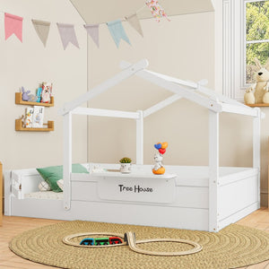 English Elm Twin Low Loft Bed Solid Pine Frame with Built-in Led Lighting and Storage Shelves Light White W1580P396332