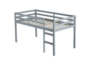 English Elm Solid Twin Loft Bed with Ladder and Reinforced Slats for Storage-Friendly, Space-Saving Bedrooms Grey W504P190928