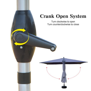 English Elm Rectangle Patio Umbrella with Crank Lift and Tilt, UV-Resistant 180G Polyester Canopy, Ventilated Shade (Base Not Included) Navy Blue W1859P353557