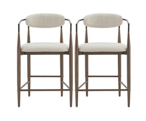 English Elm Christopher Knight Home® - Counter Stool Set Of 2 - Modern Beige Upholstered Design With Coffee-Gold Iron Frame For Style N771P249370H