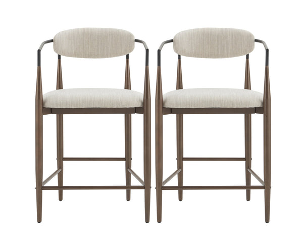 English Elm Christopher Knight Home® - Counter Stool Set Of 2 - Modern Beige Upholstered Design With Coffee-Gold Iron Frame For Style N771P249370H