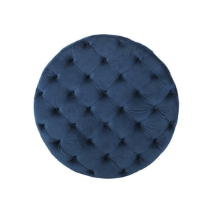 English Elm Ottoman Oversized Velvet Square Tufted Cocktail Piece for Glam Living Room Decor Blue 69074.00BLU