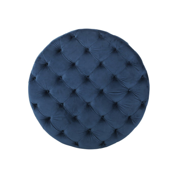 English Elm Ottoman Oversized Velvet Square Tufted Cocktail Piece for Glam Living Room Decor Blue 69074.00BLU