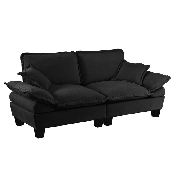 English Elm Chenille Upholstered Two Seat Modular Sofa with Sculpted Arms for Compact Living W3163P419257