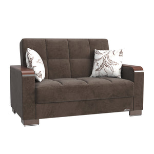 English Elm PrimeNest ZenAero X Upholstered Convertible Loveseat with Storage, Microfiber Comfort, Space-Saving Design Brown B030P281770