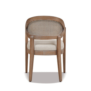 English Elm Jennifer Taylor Home - Americana Mid-Century Modern Cane Back Dining Chair - Taupe Beige Upholstery & Oak Frame Design B2719P238360