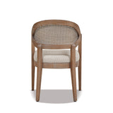 English Elm Americana Mid-Century Modern Cane Back Dining Chair, Taupe Beige Textured Weave