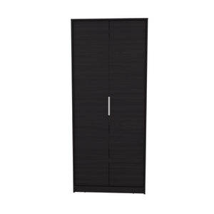 English Elm Wenden Tall Double-Door Armoire with Shelves & Hanging Rod, Slim Freestanding Modern Wardrobe Black B070P337101