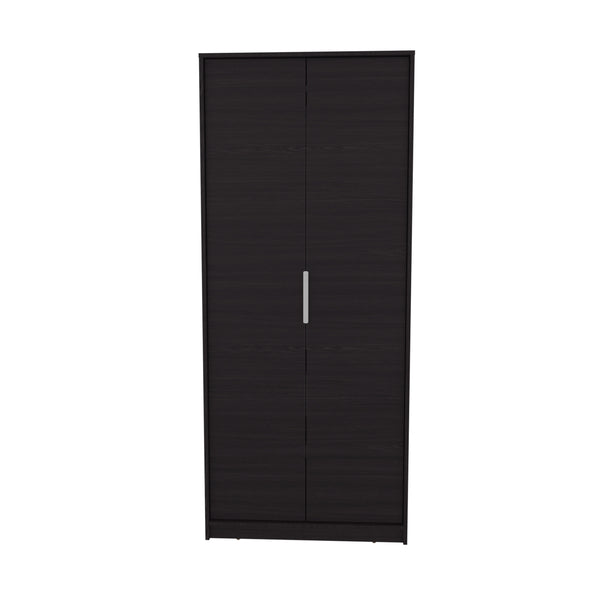 English Elm Wenden Tall Double-Door Armoire with Shelves & Hanging Rod, Slim Freestanding Modern Wardrobe Black B070P337101