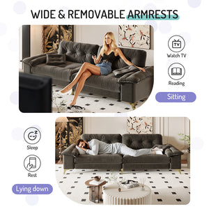 English Elm 104.7 Modern 4-Seat Cloud Sofa with Wide Removable Armrests, Tufted Chenille Comfort & Metal Legs DARK GREY W1885S00183