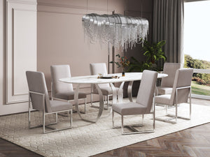 English Elm Element Metal Velvet Dining Chair - Chic Champagne Upholstery With Plush Comfort & Chrome Base B365P397833