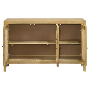 English Elm Ashton Solid Mango Wood Accent Cabinet with Woven Cane Doors and Brass Hardware B062P451992