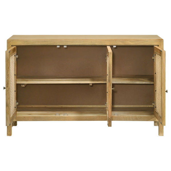 English Elm Ashton Solid Mango Wood Accent Cabinet with Woven Cane Doors and Brass Hardware B062P451992