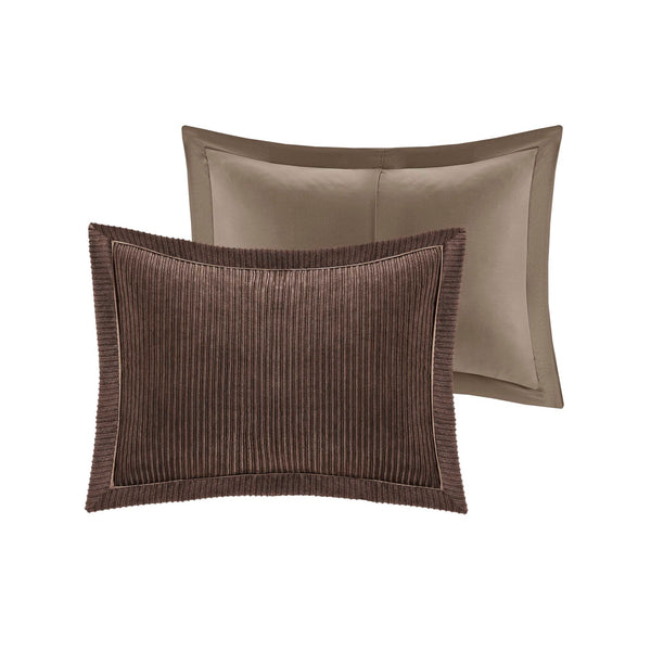 English Elm 7 Piece Micro Corduroy Comforter Set In Brown - Cozy, Chic, And Lodge-Inspired Bedroom Ensemble B035P266665