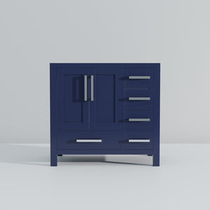 English Elm Navy 36" Bath Vanity Left Offset – Solid Wood Frame, Soft-Close Drawers, Open Shelf Storage, Fully Assembled B2731P258852