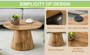 English Elm Natural Wood Grain Mdf Round Coffee Table for Small Living Rooms and Cozy Spaces W2920P375102