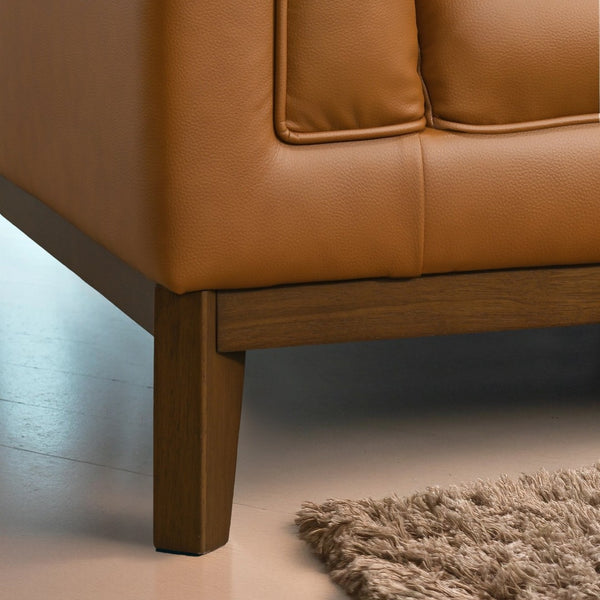 English Elm Melissa Channel Tufted Vegan Leather Sofa with Walnut Legs for Modern Living Rooms B183P423281