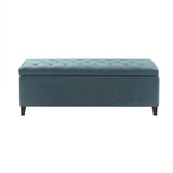 Madison Park Shandra Transitional Tufted Top Soft Close Storage Bench FUR105-0041 Blue