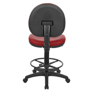 OSP Home Furnishings Sculptured Ergonomic Drafting Chair with Lumbar Support Padded Seat and Adjustable Footring Lipstick DC550-R100