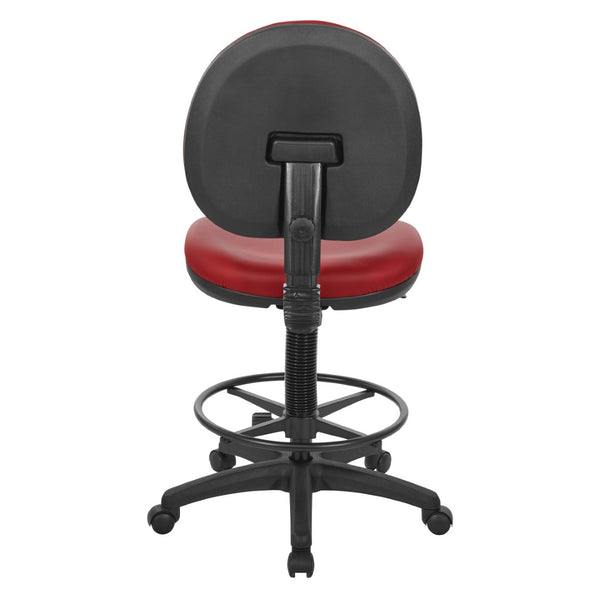 OSP Home Furnishings Sculptured Ergonomic Drafting Chair with Lumbar Support Padded Seat and Adjustable Footring Lipstick DC550-R100