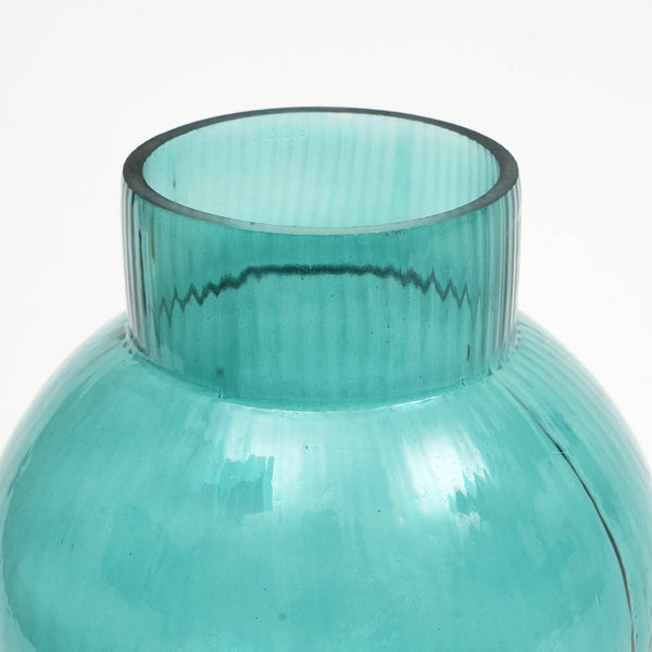 English Elm Modern Funnel Flare Glass Vase - Elegant 12-Inch Teal Decorative Accent For Home & Event Centerpieces B346P336870