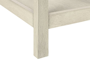 English Elm Accent Table, Two-Tier Narrow Design With Storage Drawer, Antique White & Brown Finish For Versatile Use B2710P219471