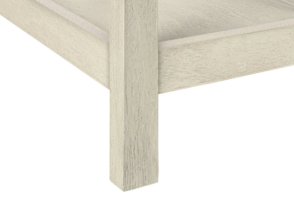 English Elm Accent Table, Two-Tier Narrow Design With Storage Drawer, Antique White & Brown Finish For Versatile Use B2710P219471