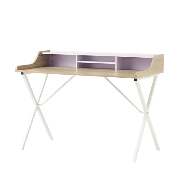 English Elm Christopher Knight Home® - COMPUTER Modern Light Pink Teak Desk with Iron Legs, Hutch Shelf for Organized Chic Home Office 56973.00