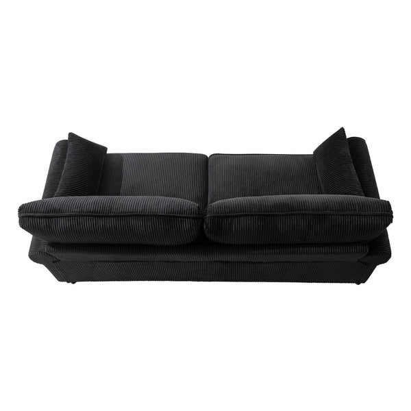 English Elm 80.7" Corduroy Upholstered Loveseat with Rolled Arms Solid Wood Iron Frame Modern W5515P488201