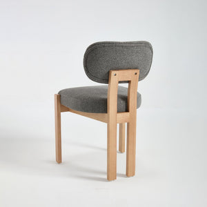 English Elm Wooden Wingback Dining Chairs Chenille Upholstered Farmhouse Set for Kitchen Comfort Grey W3244P316080