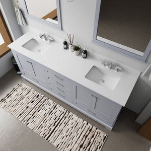 English Elm Dark Grey Double Bath Vanity 80 in. W x 22 in. D with Cultured Marble Top, Soft-Close Storage, Mirrors B2731S00868