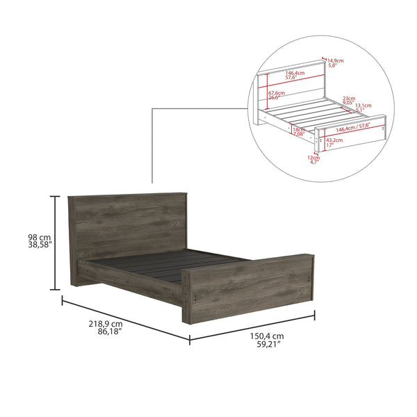 English Elm Galanto Full Size Platform Bed with Headboard Dark Brown — Modern Classic Design, 440 lb Capacity, Easy Assembly B070S00317