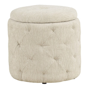 OSP Home Furnishings Erindale Round Storage Ottoman Linen