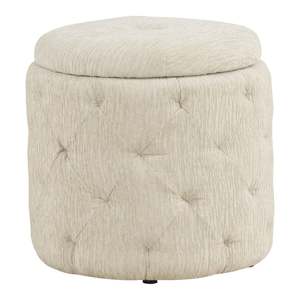OSP Home Furnishings Erindale Round Storage Ottoman Linen