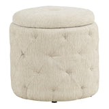 OSP Home Furnishings Erindale Round Storage Ottoman Linen