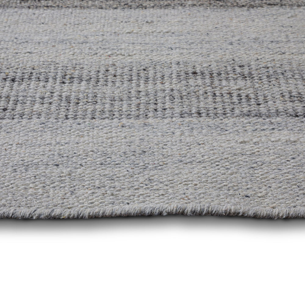English Elm Hodges Handwoven 6x9 Area Rug Ivory & Grey Geometric Stripes Durable Wool-Cotton Blend Indoor B136P188389
