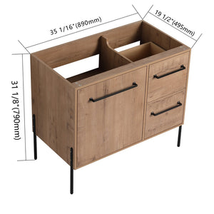 English Elm 36" Freestanding Vanity with Integrated Resin Sink Soft Close Drawers Modern Bath W999P405130
