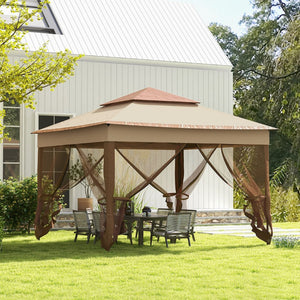English Elm Outsunny 11' X 11' Pop-Up Canopy With Screened Walls - Instant Shade For Backyard Events & Parties W2225P229141-GIGA