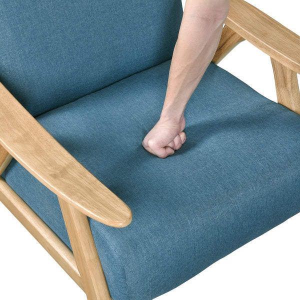 English Elm Modern Velvet Accent Chair with Dark Walnut Angular Frame, Streamlined Mid-Century Comfort Design Blue,Natural 35.5 L x 25.5 W x 20 H B011P271955